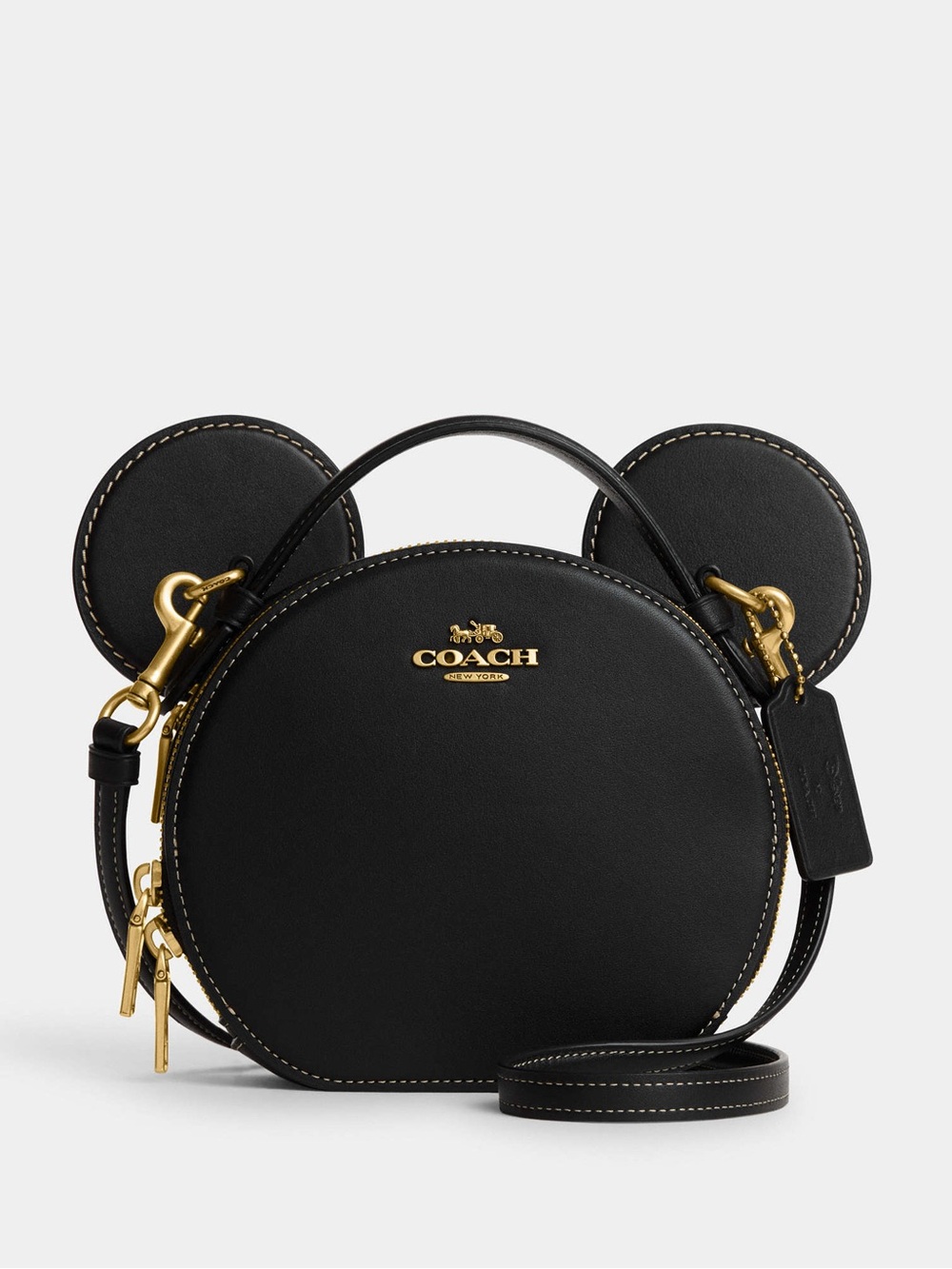 Coach Disney Black Leather Round Crossbody Mickey Mouse with Ears